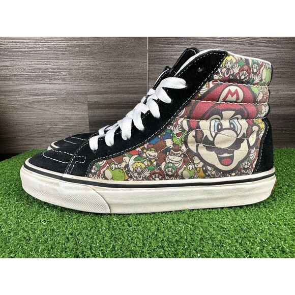 RARE Vans x Nintendo SK8-Hi Super Mario Brothers Skate Shoes Size M 7 or W 8.5 - Picture 1 of 9